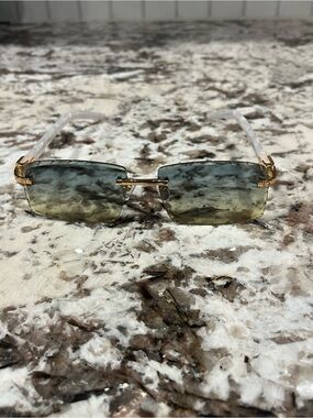Cartier White Frame unisex Sunglasses Blue tint Lenses